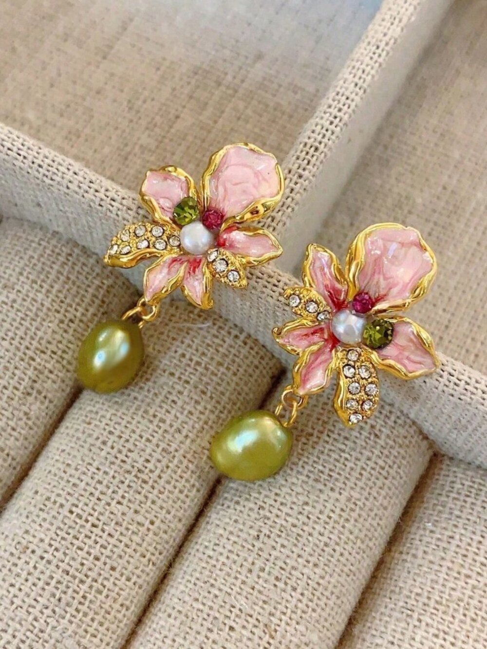 Multicolor Elegant Women's Faux Pearl Flower Earrings